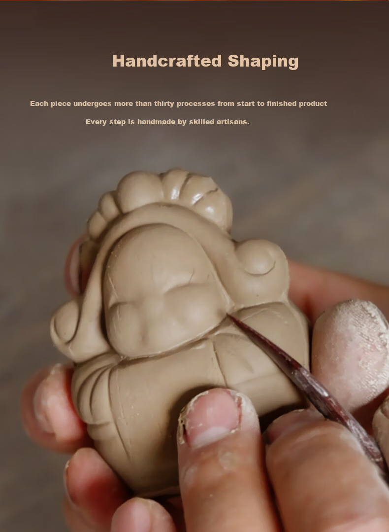 Jitu Workshop Beijing Paired Rabbit Clay Figurines Desktop Ornaments Housewarming Home Decor Lucky Rabbit Figurines - Pair 6