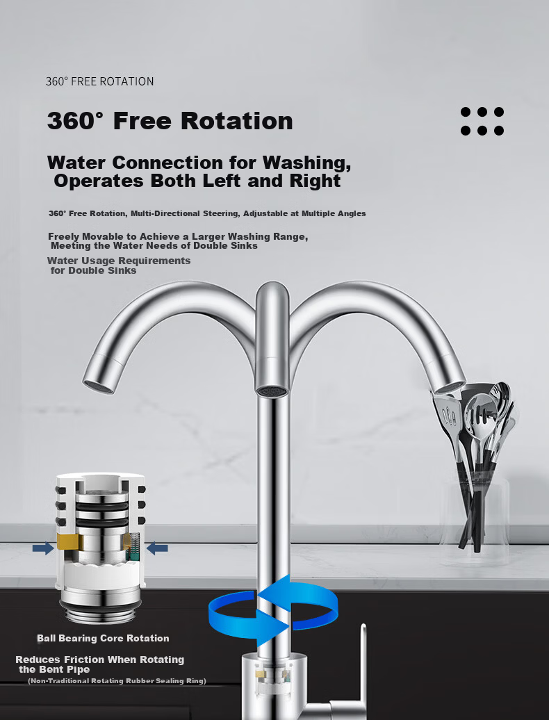 BSITN 304 Stainless Steel Kitchen Faucet Sink Vegetable Washing Basin Dishwasher High Polish Dual Temperature Hot and Cold Rotatable Faucet B1087 5