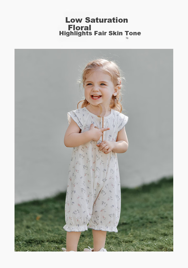 Guaiqi Bear [Light Oxygen Cotton] Infant Short Sleeve Romper Summer Baby Girl Sweet Thin Jumpsuit Cool Clothing 12