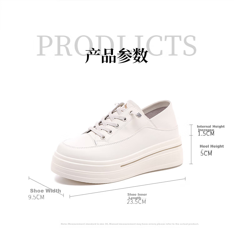 Red Dragonfly Women's Low-top Lace-up Sneakers Lightweight Height-increasing Wear-resistant Casual Shoes C0TTN06551 White Apricot Size 38 6