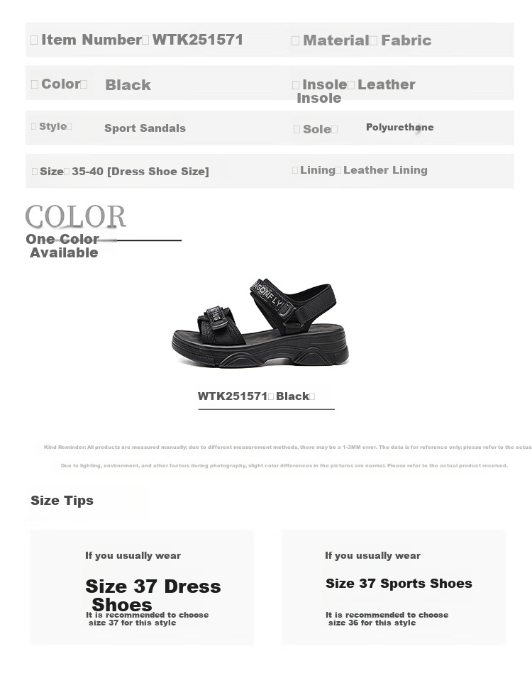 RED DRAGONFLY Women's Sandals, Summer Versatile Soft-Soled Casual Outdoor Thick-Soled Sports Beach Shoes for Women WTK25157 Black Size 37 5