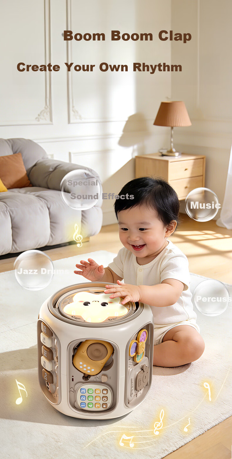 Cute Stone Children's Toy, Educational Hand Drum for Infants Aged 0-1 Years Old, Montessori Early Education Multi-Sided Object, Baby Birthday And First-Year Gift 15