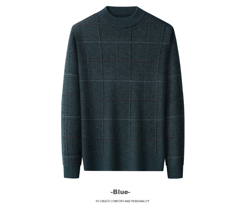 Hengyuanxiang [40s Pure Wool] Men's Thickened Crew Neck Wool Sweater High-End Warm Versatile Winter Knitwear 3