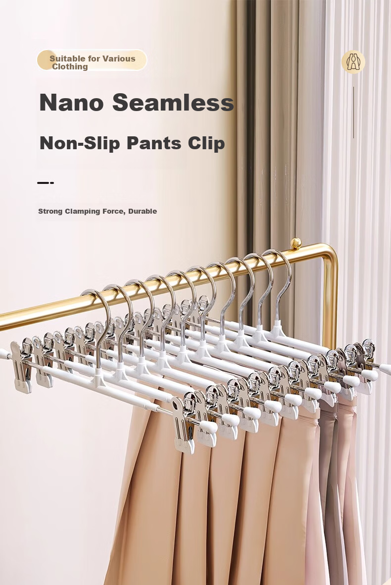 Cobbe Pants Hanger Clips, Non-Slip, No Mark Pants and Skirt Hangers, Adjustable and Retractable, 12-Pack 2