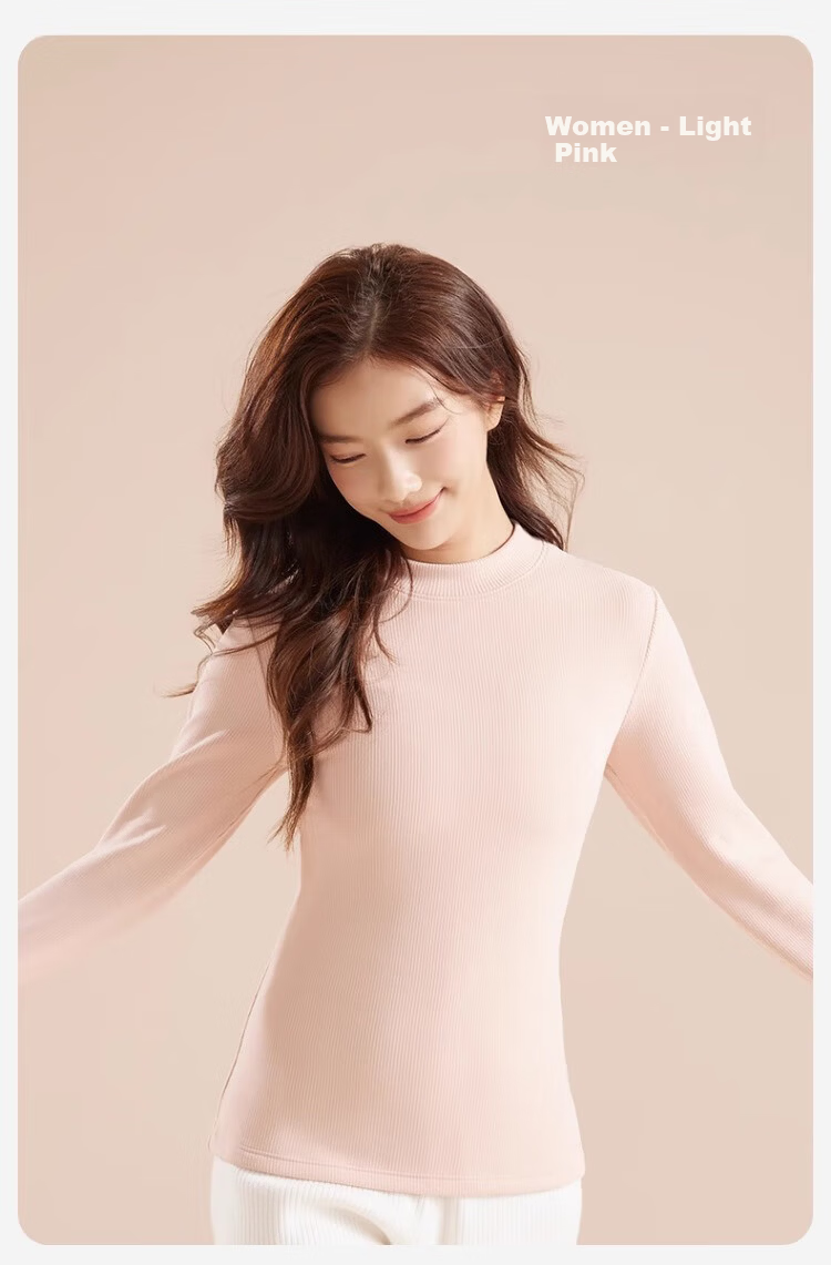 Urban Beauty Women's Slim Fit Half Turtleneck Base Layer Top High Elastic Thickened Fleece Autumn Winter Shirt Red M 15