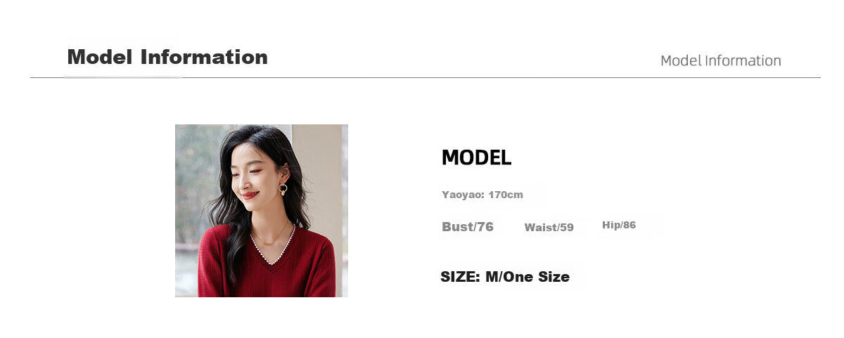Chushen Women's Spring and Autumn Knitwear Fashionable Elegant V-Neck Color-Block Collar Long Sleeve Base Shirt S141Z3649 10