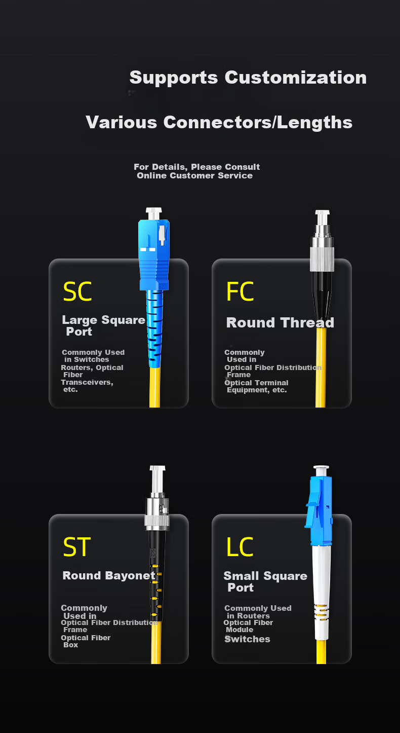 10K Grade Fiber Optic Patch Cord Engineering Telecom Grade SC-SC (UPC) Single Mode Single Core Drop Fiber Cable Low Smoke Halogen-Free Eco-Friendly Jacket Data Center Transceiver Pigtail 1.2m 22212 10