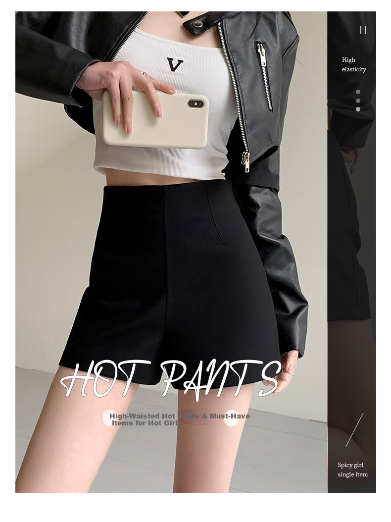 Xueqiman Black High-Waist A-Line Slim Fit Suit Shorts for Women Spring Summer 2026 Boot Pants 1