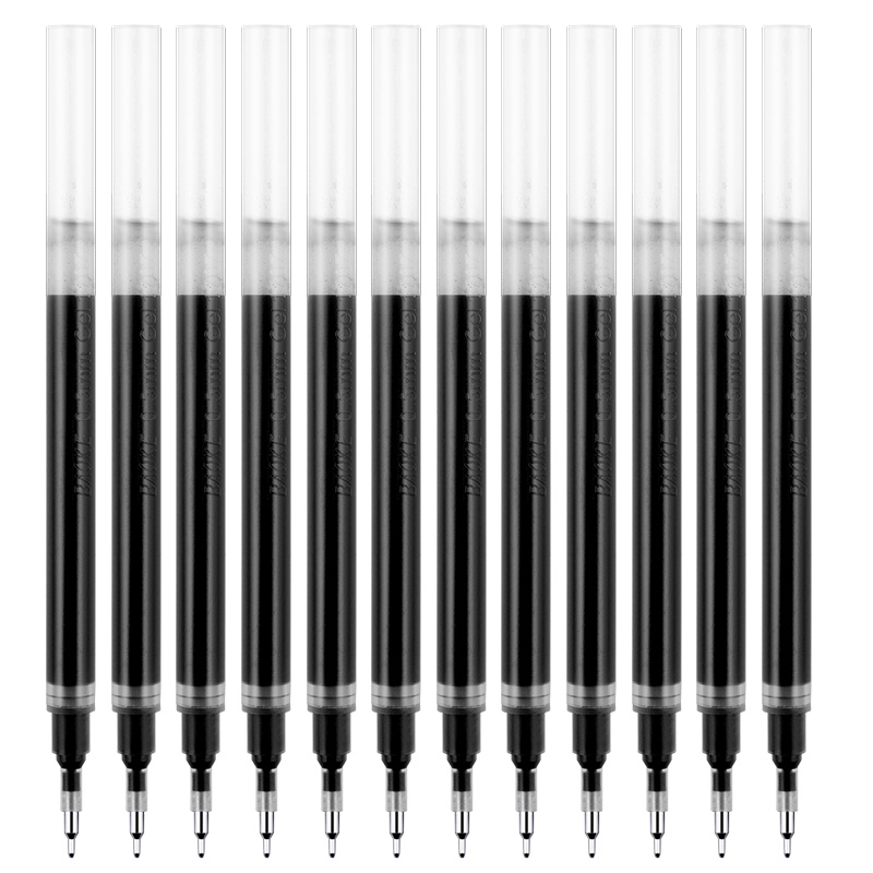 BAOKE PS1870 0.5mm Semi-Needle Tube Large Capacity Gel Pen Refills, Ink Pen Refills for Signature Pens, Black, 12 Pieces/box