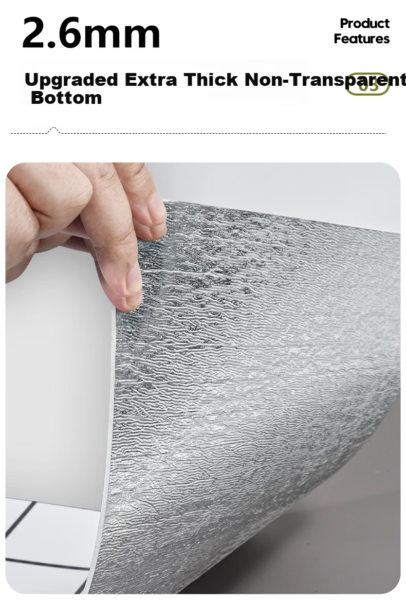 Quanpinwu Imitation Tile Self-Adhesive Waterproof Bathroom Wall Sticker Jazz Gray 5 Pieces 6