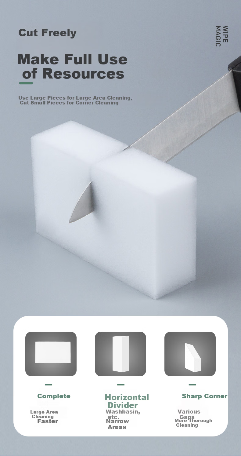 Shijia Nano Sponge Magic Eraser 12*6*3CM 12pcs Kitchen Cleaning Cloth Absorbent Oil Stain Remover Magic Sponge 8