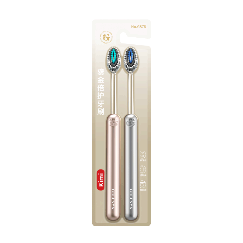 GELUNYA Set of 4 Luxury Mountain-Shaped Toothbrushes with Olive-Shaped Head, Spiral Elastic Soft Bristles, Premium Gum Care for Adults, Home Use