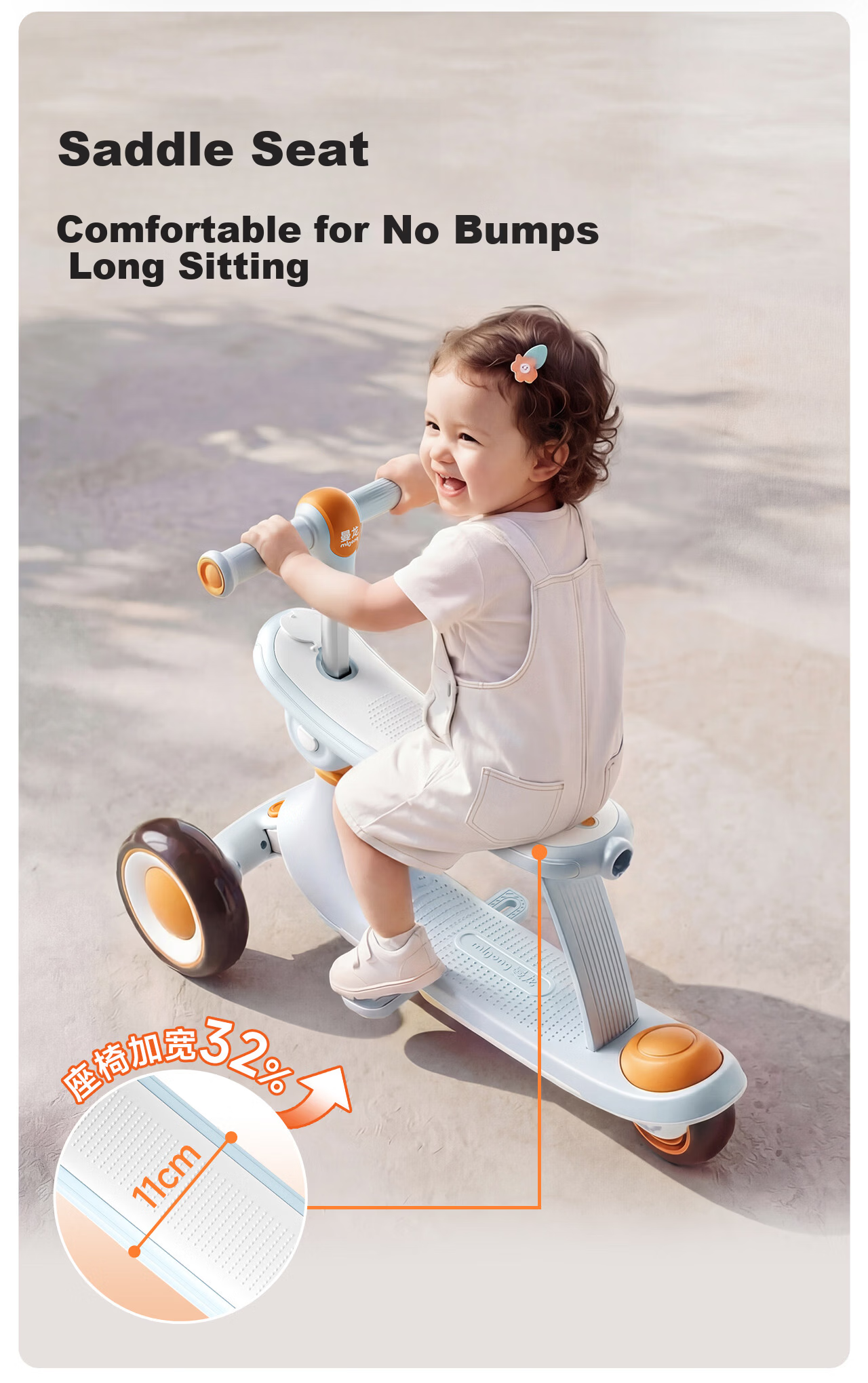 Manlong Kids Scooter 1-3-6-12 Years Old Baby Ride-On Balance Bike Blue 11