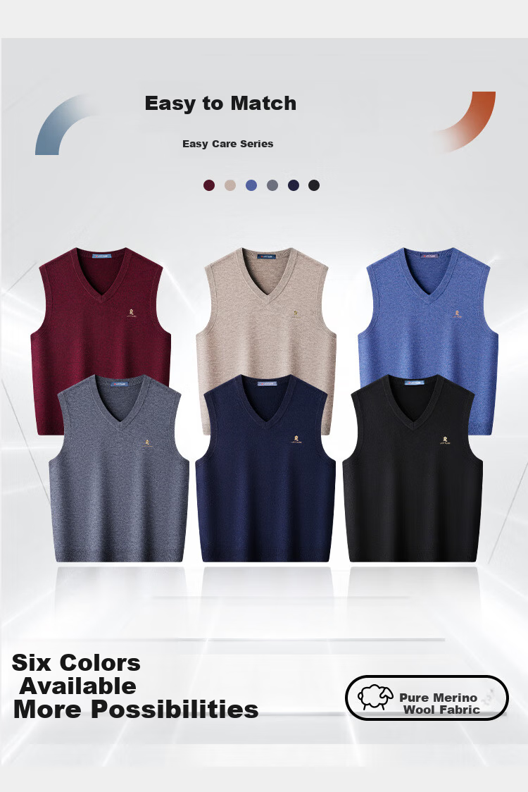 MONTAGUT New Year Spring Festival Men's Wool Vest Pure Wool V-Neck Thick Warm Sweater Sleeveless Jacket Navy XL 13