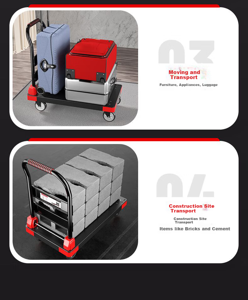 DELIXI Folding Portable Silent Hand Cart Lightweight Flatbed Trolley Household Cargo Cart 1400kg Capacity 7