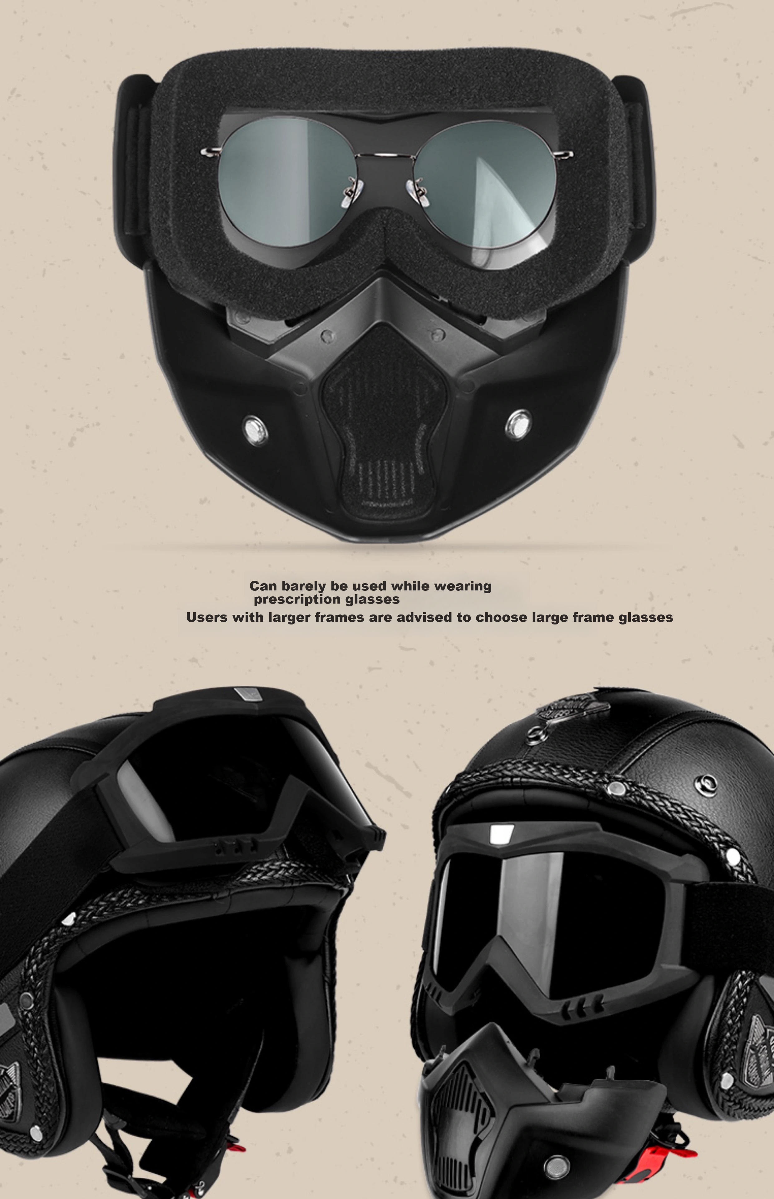 VGV 3C Certified Motorcycle Helmet, Summer Electric Bike Half Helmet, Retro Three-Quarter Helmet, Black And Gray, XL 12