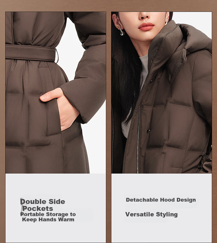 BOSIDENG Women's Thickened Goose Down Hooded Business Jacket Winter Coat New Year Red Hot Sale 13