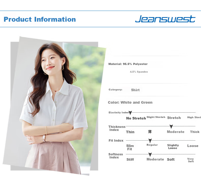 JEANSWEST Women's Summer Short Sleeve Solid Color Professional Casual Shoulder Fashion Formal Shirt White 2XL 2