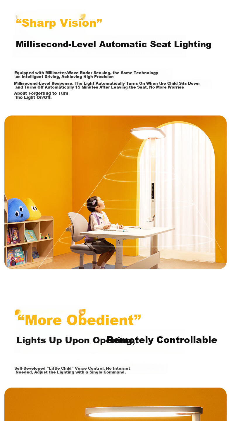 Tongshijie Red Light Eye Protection Smart Voice-Controlled Full Spectrum Floor Desk Lamp Children's Blue Light and Flicker Protection Study Lamp 140W 19