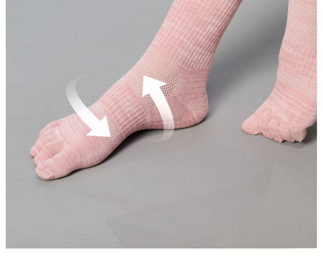 Keep Spliced Mid-Calf Five-Toe Yoga Socks Light Tea Brown One Size Fits 35-39 8