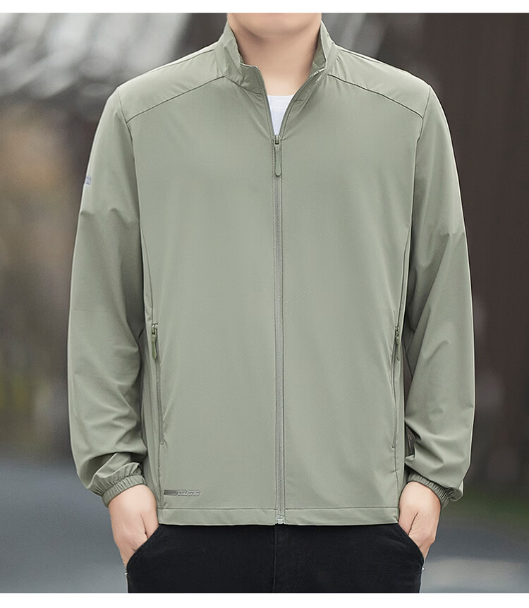 ROMON Men's Sunscreen Jacket Summer Ice Silk Breathable Skin Jacket Outdoor Quick-Dry Shirt Men's 2631 Army Green 3XL 13