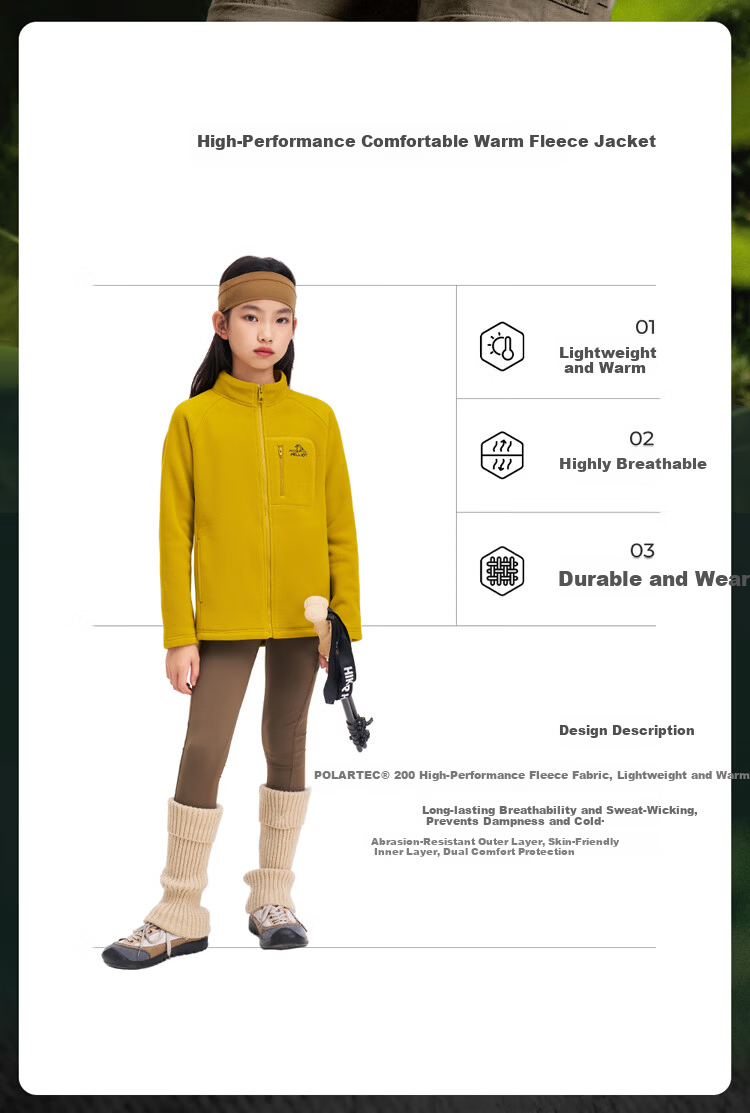 Pelliot Kids Polartec 200 Windproof Warm Fleece Jacket 135310031 Yellow Size 130 2