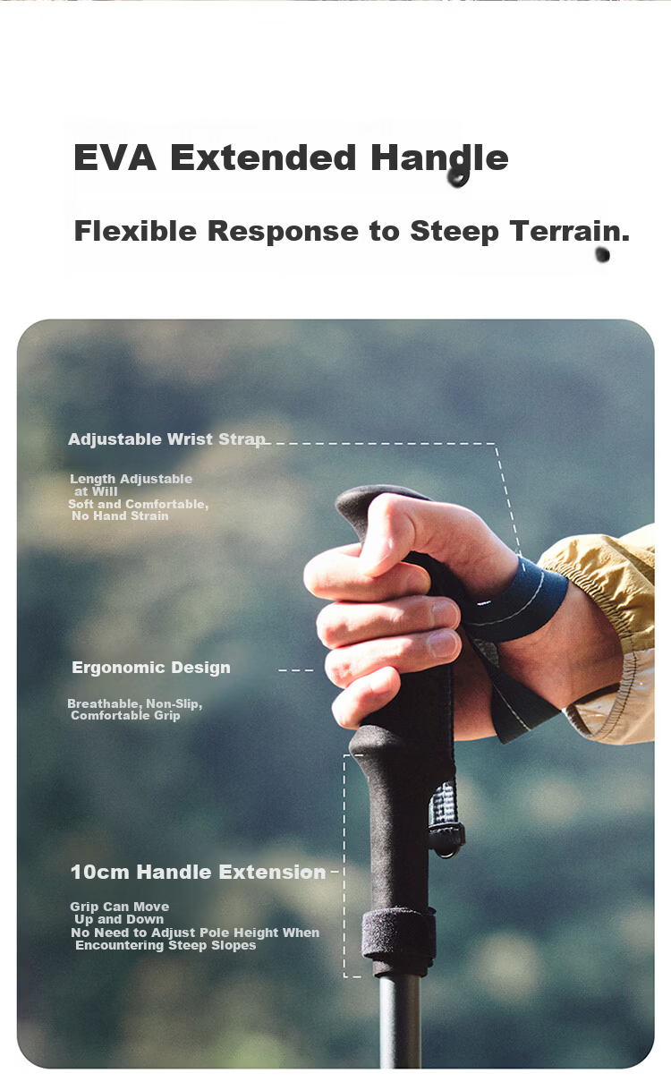 Naturehike Nuoke Changfeng Pro 5-Section Folding Aluminum Alloy Trekking Pole Professional Outdoor Hiking Stick Ultra-Light for Men and Women 8