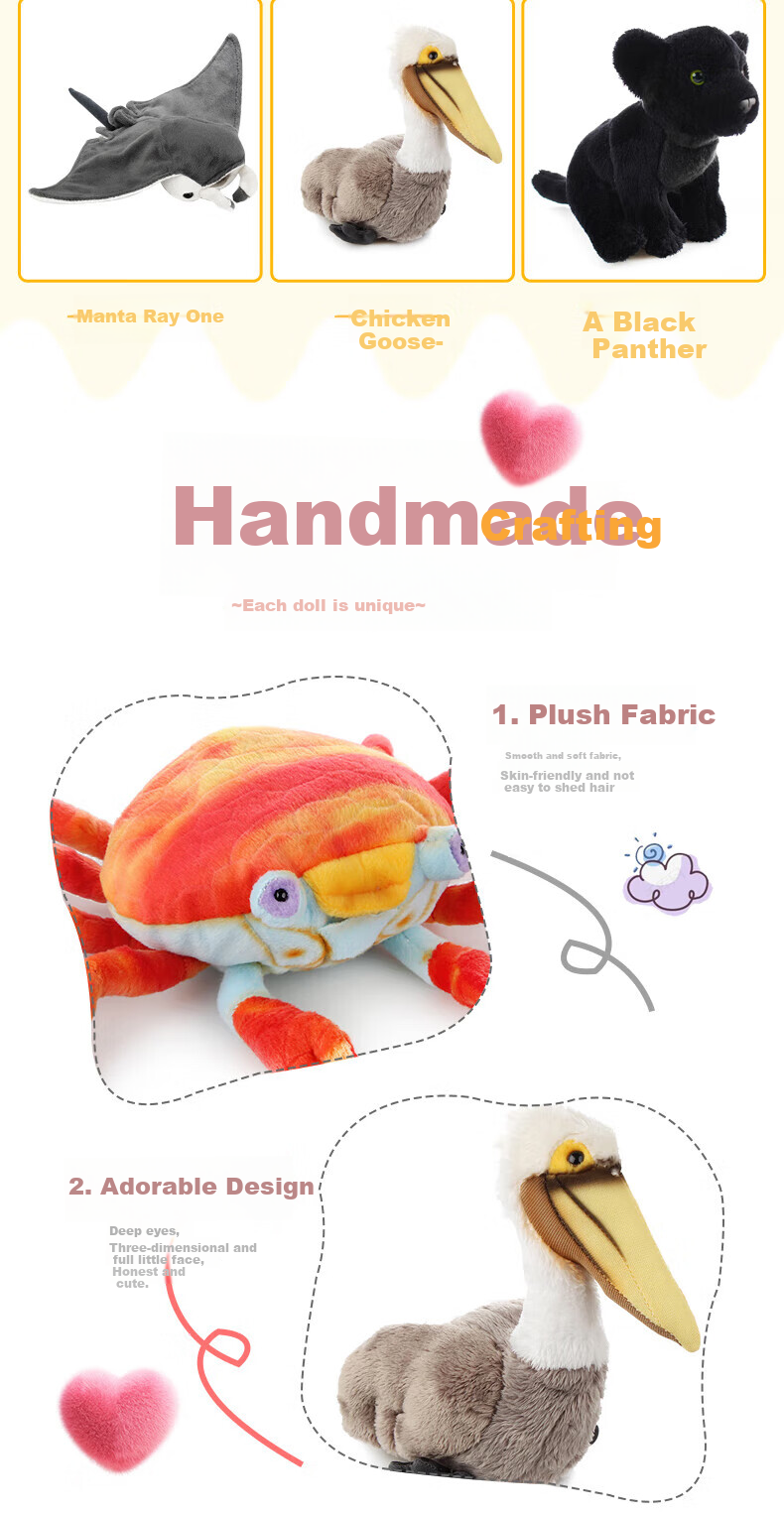 AI CAN China National Geographic Realistic Red Stone Crab Plush Toy Small Size Holiday Gift for Boyfriend and Girlfriend 3