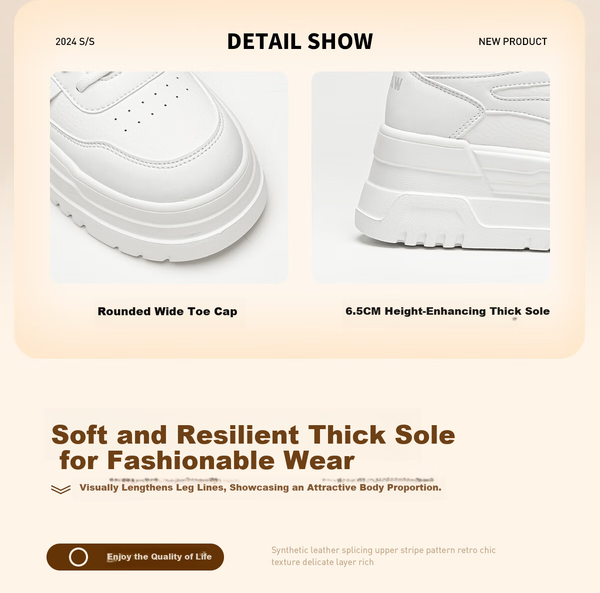 Warrior Women's White Lightweight Comfortable Soft Sole Sneakers Casual Student Sport Platform Shoes Size 35 7