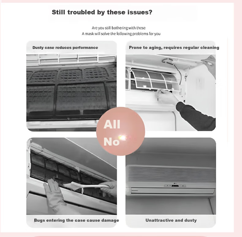 Gusenzhe Air Conditioner Cover, Dust Cover for Wall-Mounted Units, Universal Anti-Direct Blowing Windshield Cover, Air Outlet Windshield Cover, Postpartum And Infant Windproof Cover, Thickened Double-Layer Long Mesh, 94CM Inner 3
