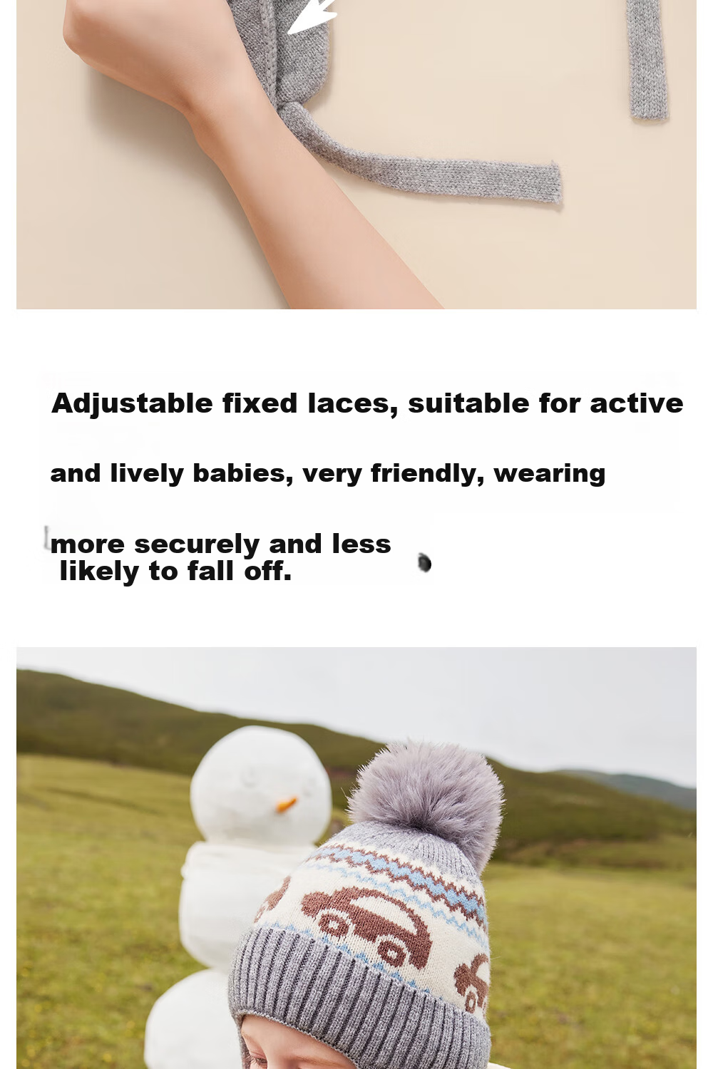 Beitaisi Children's Winter Hat, New Style for Boys And Girls, Knitted Woolen Hat, Baby Pullover, Thickened Windproof Warm Ear-Covering Cap 12