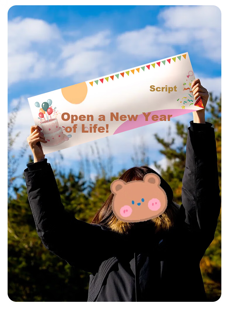 Xinyue Happy Birthday Handheld Banner for Men, Women, and Children Outdoor Decoration Poster Spring Outing Photo Prop 7