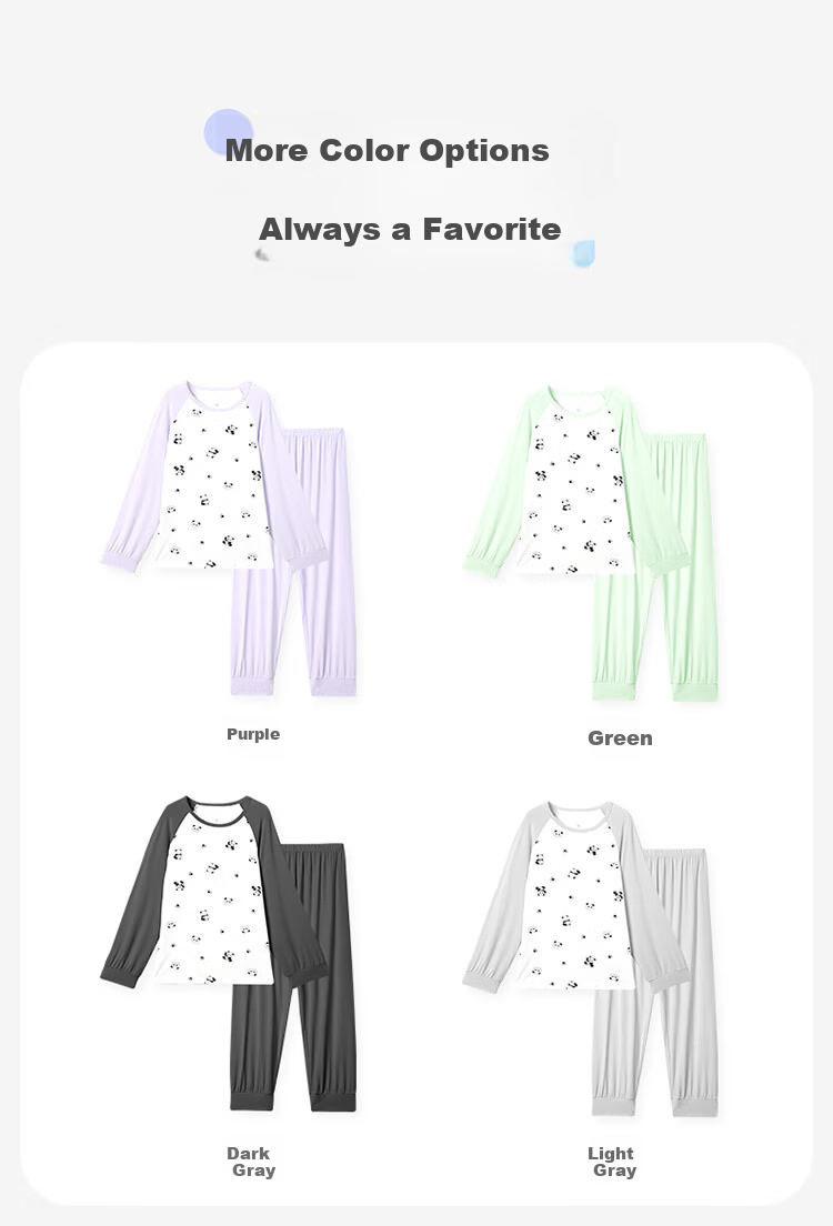 Jiusuiban Little Milk Skin Children's Pajamas Boys and Girls Spring and Autumn Loose Thin Class A Moisturizing Panda Homewear Set for Older Children 3