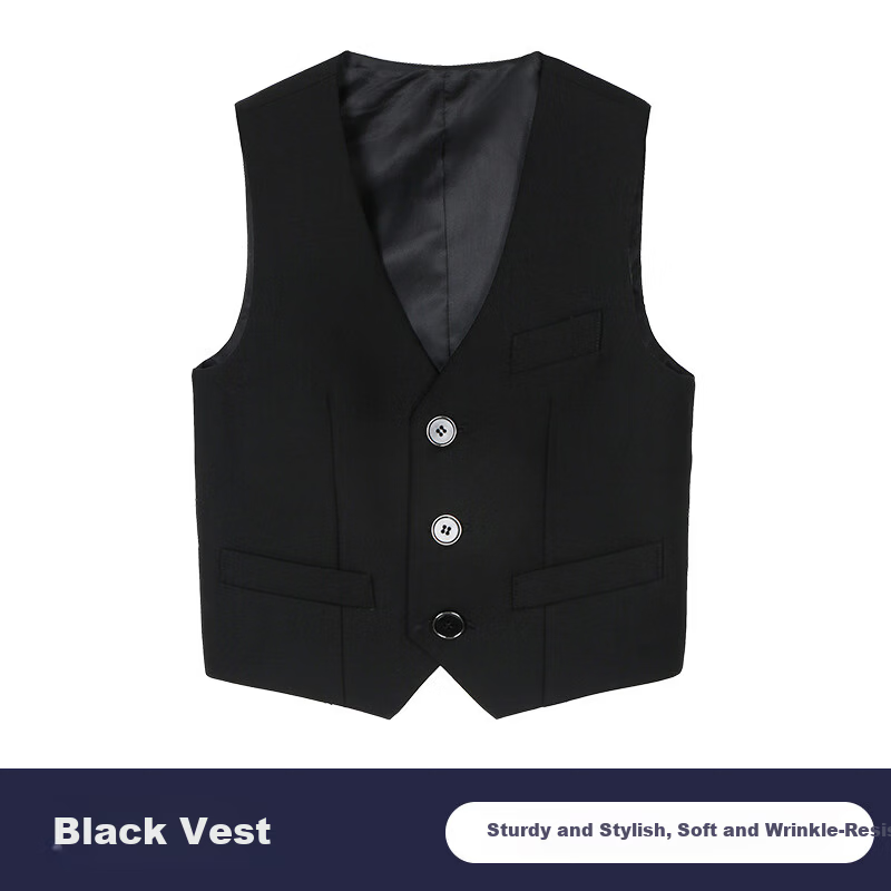 Yinuofang Children's Suit Vest Performance Host Formal Wear Black: Single Vest 130CM