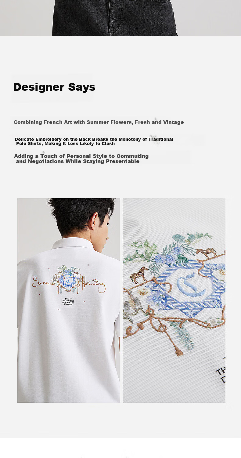 CABBEEN 200G Sorona Cool Touch Pique Polo Shirt Men Exquisite Embroidery Pattern 2026 Spring Short Sleeve Polo Shirt 2