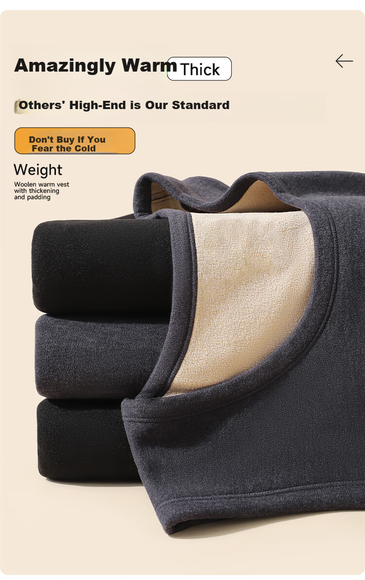 Me feeling Men's Thermal Underwear 2025 New Autumn Winter Thickened Fleece Vest Lamb Wool Warm Anti-Cold Top 3