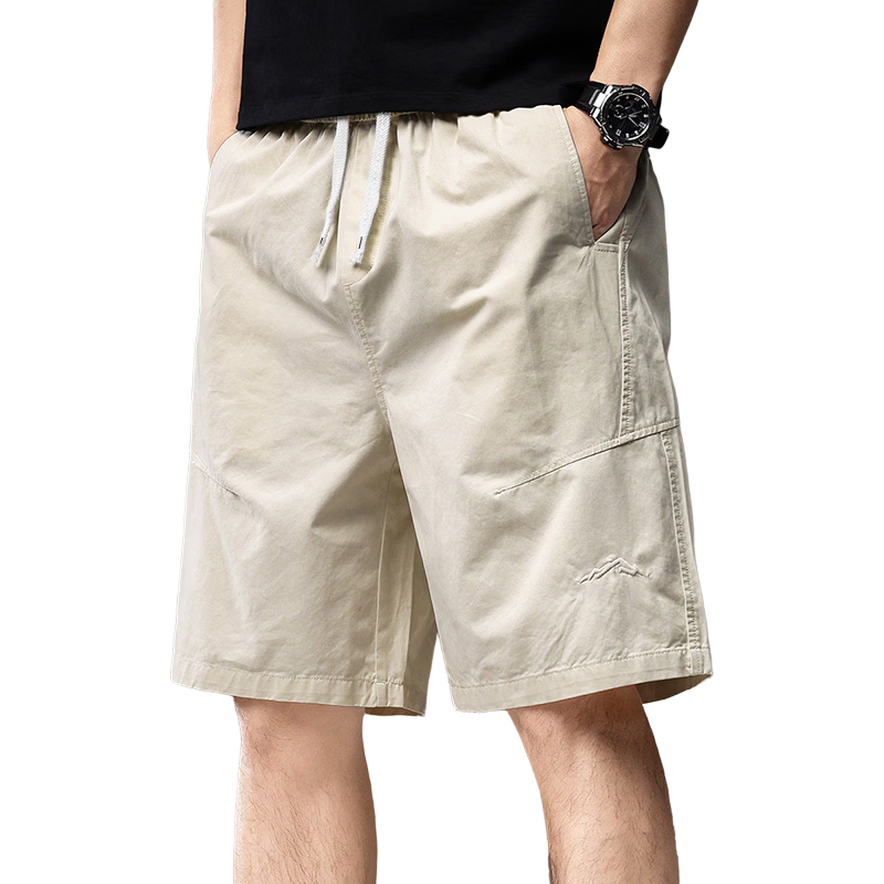 JEEP Men's Summer Cotton Thin Casual Shorts, Men's Workwear Casual Outdoor Five-Point Pants, Off-White, XL