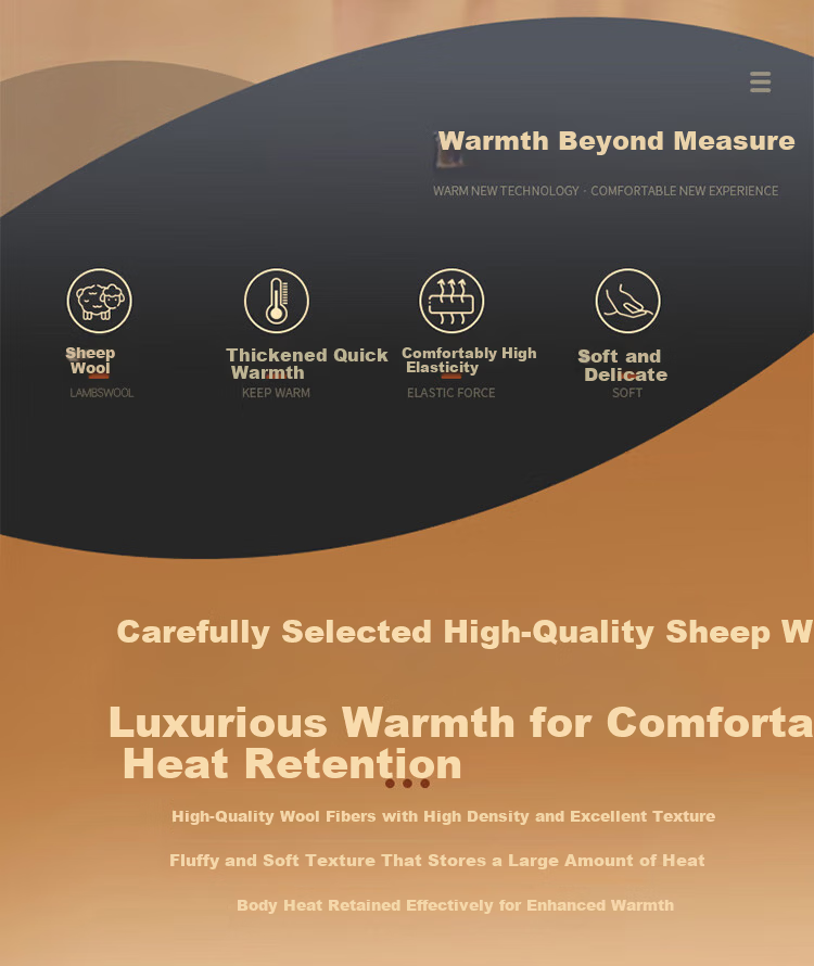 Langsha Thermal Cotton Wool Men's Thickened Fleece Lined Heated Base Layer Pants Winter Knee Support Patch Waist Thick Fleece Long Johns 2