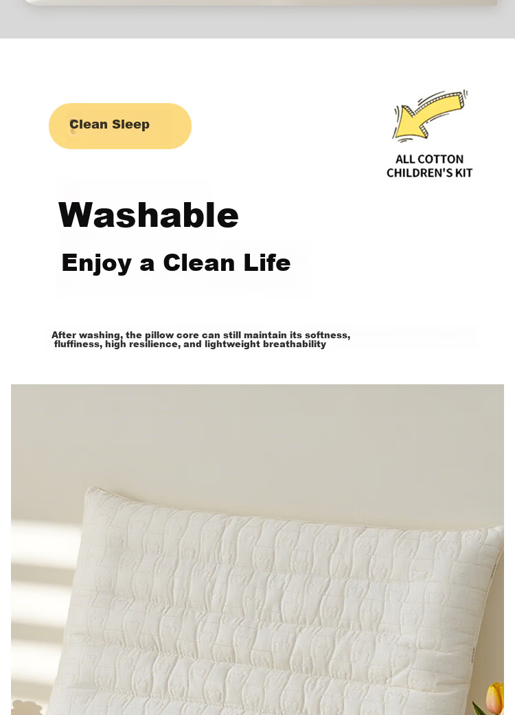 Ranpai Children's Pillow, Cervical Spine Protection, Deep Sleep, Nap, Student Pillow, Beige, for Ages 4-16, 40*60cm 12