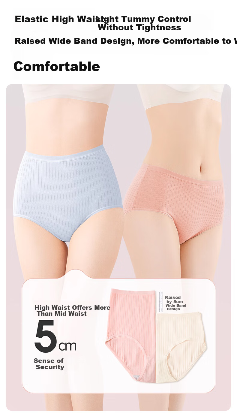 CHUYISHENG High-Waist Disposable Underwear for Women, Pure Cotton Daily Use, Maternity Plus Size, Individually Packaged, Sterilized, No Washing Required, 5 Pieces, 2XL 5