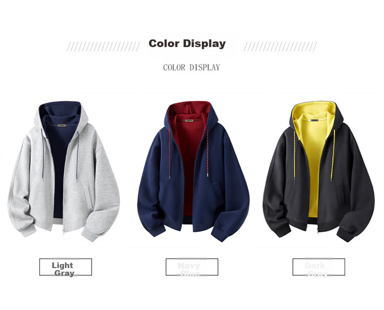 TUCANO Men's Hoodie Jacket Spring Autumn Heavyweight Loose Casual Colorblock Zip-up Light Gray 2XL 4