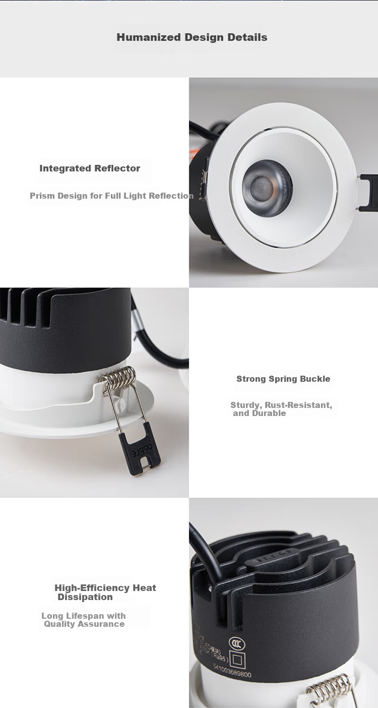 OPPLE High CRI Anti-Glare LED 24° Adjustable Spotlight Bright Aluminum 7W White Light Cutout 7.5-7.8cm 9