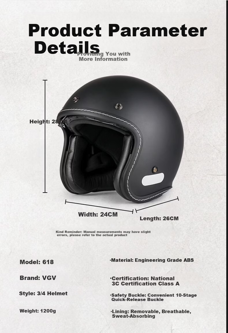 VGV 3C Certified Motorcycle Helmet Unisex Half Helmet Summer Bluetooth Retro Motorbike 4/3 Helmet Pearl White XXL 5