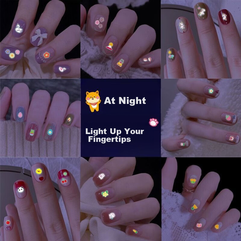 Mili Children's Night Glow Nail Stickers Non-Toxic Waterproof Girls Nail Art 3-6 Years Old Preschool Educational Toy 10