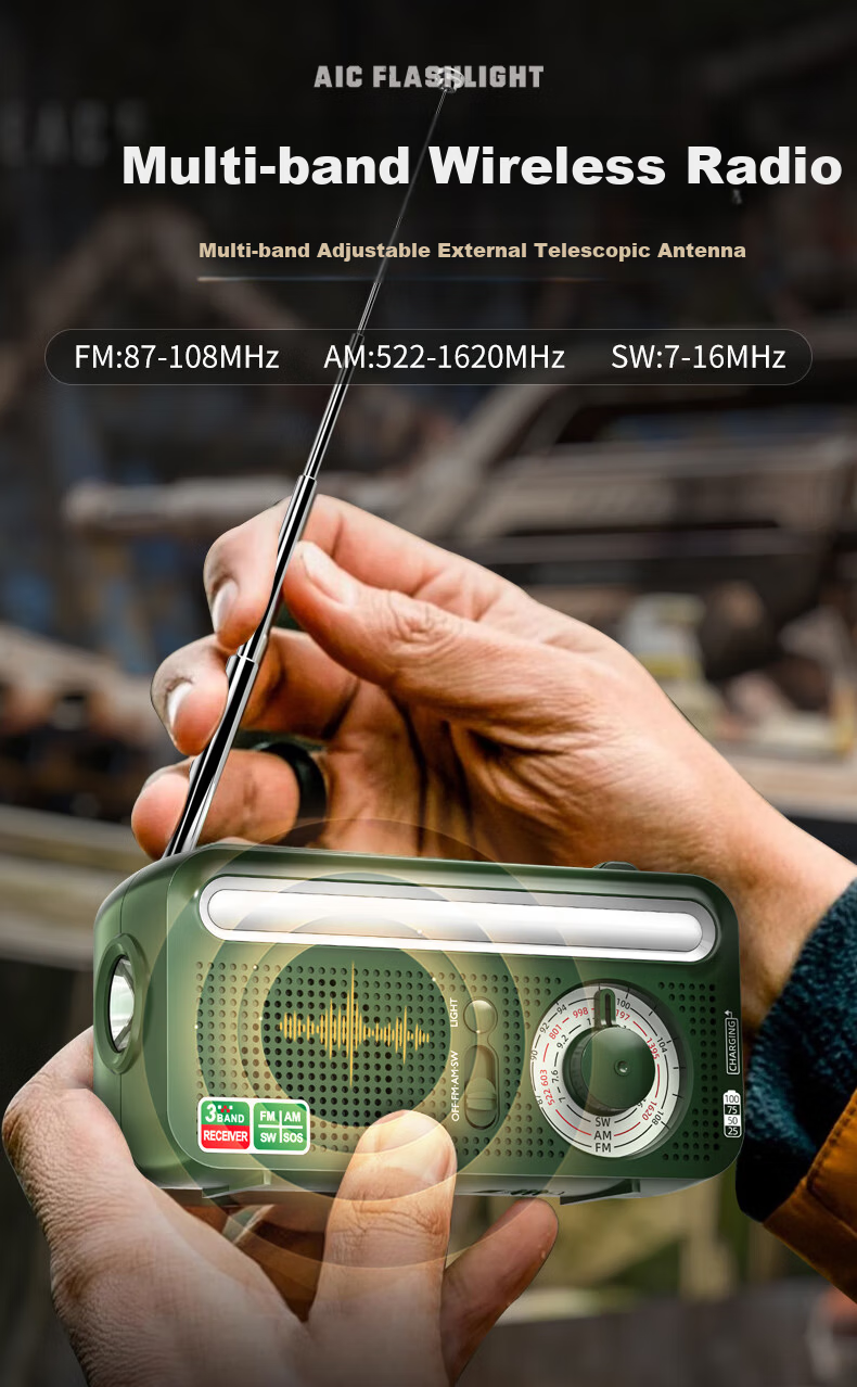 SHENYU Hand Crank Generator Radio Flashlight Multifunctional Emergency Outdoor Solar Charging Equipment Lighting Lamp 8