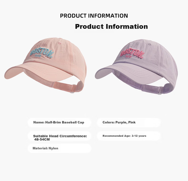Ousen Kids Lightweight Baseball Cap Girls 3-6-12 Years Open-Top Hat Korean Style Quick-Dry Sunshade Outdoor Sports Casual 9