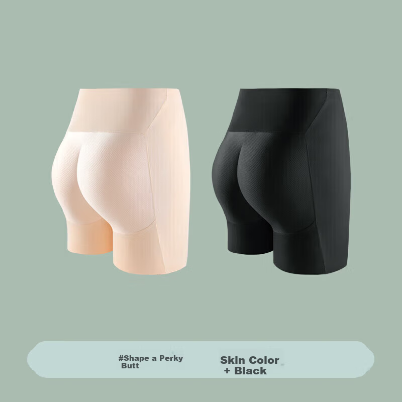 Jindu High-Waist Seamless Butt-Lifting Shaping Panties Peach Hip Enhancer Skin+Black L