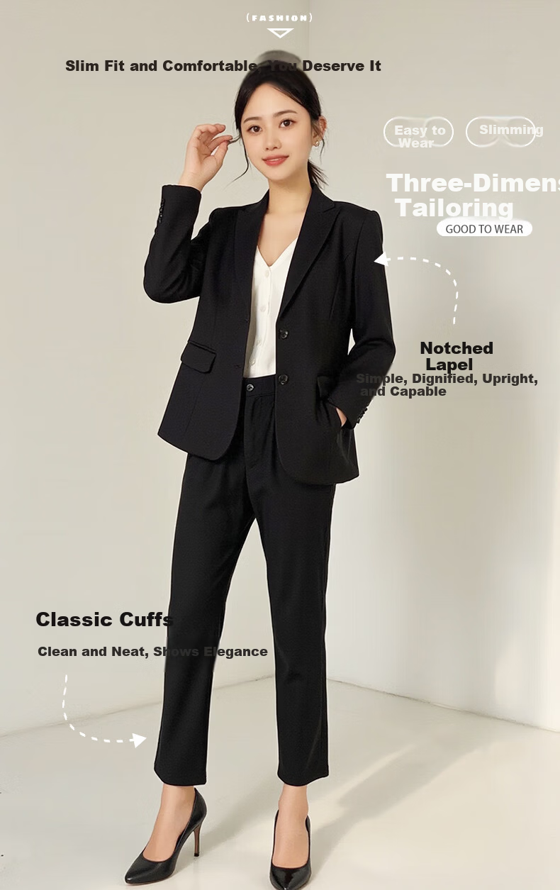 ROMON Women's Tailored Blazer Suit Slim Fit Professional Business Interview Work Commuter Jacket 4