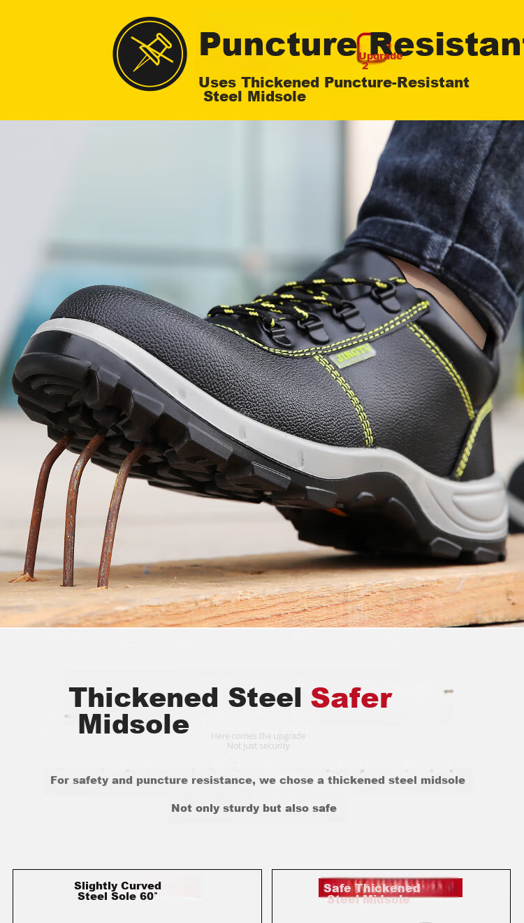 Jingtu Men's Summer Breathable Safety Shoes Steel Toe Anti-Smash Puncture-Proof Waterproof Wear-Resistant Work Shoes 8184 Size 41 5