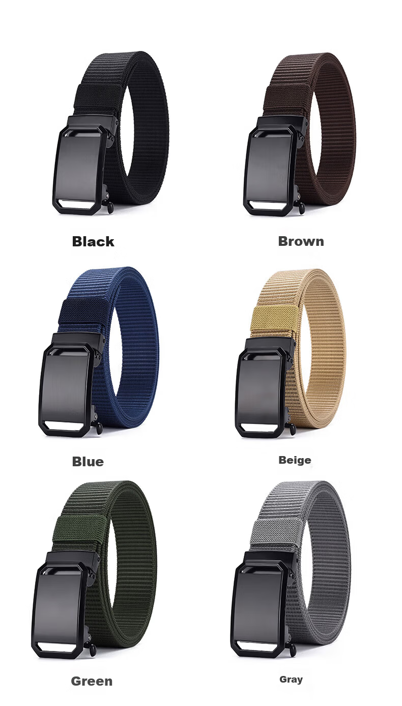 HOCR Men's Canvas Woven Casual Belt Automatic Buckle Student Military Training Nylon Jeans Belt 9